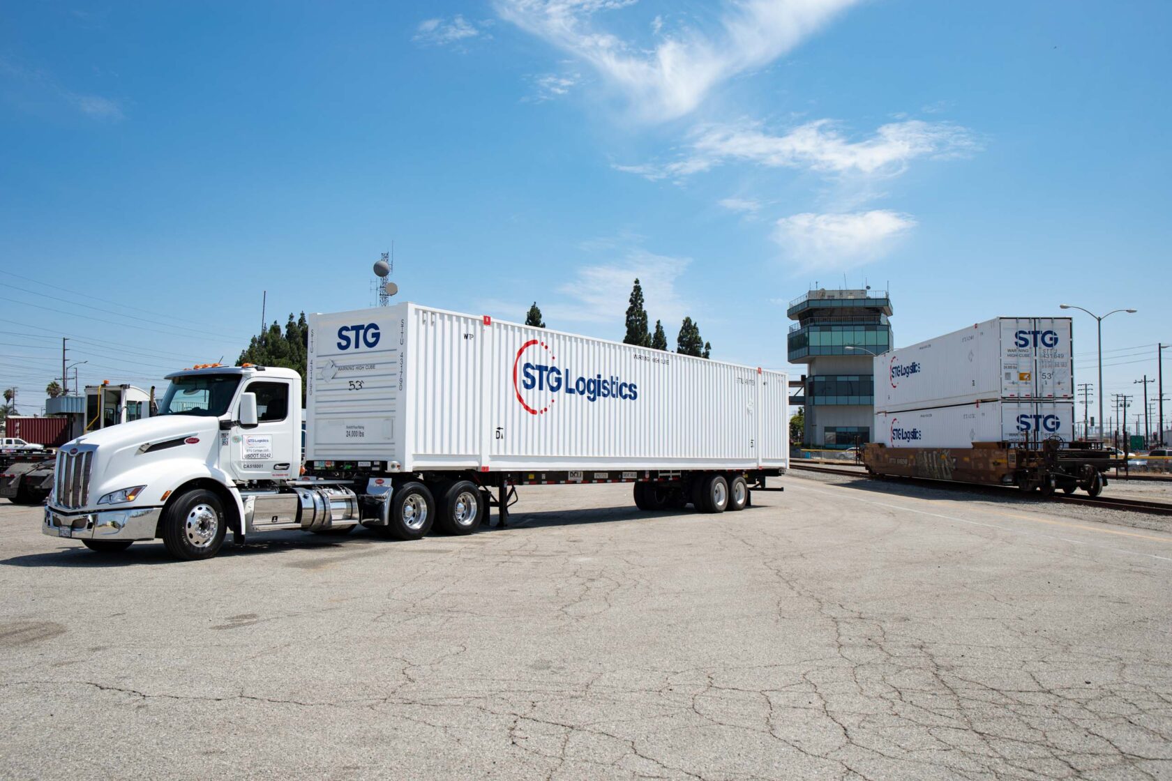 STG logistics truck and train.