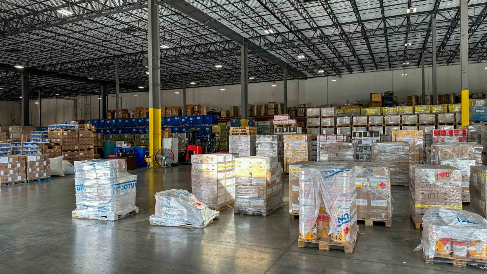 Boxes in a warehouse.